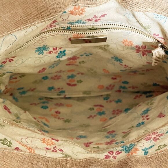 Lauren Merkin Metallic Gold Tan Woven Tote Shoulder Bag - Picture 11 of 13